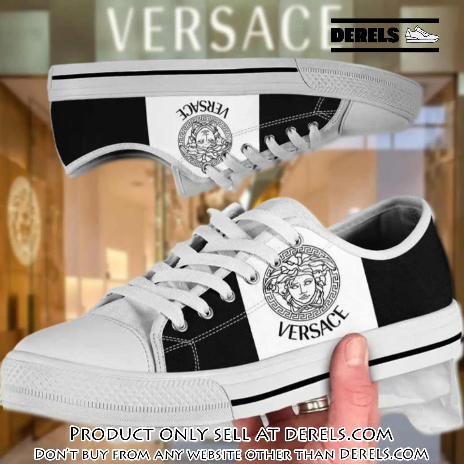 Versace medusa golden white low top canvas shoes luxury brand gifts for men women dr2035178